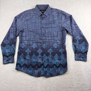 Senor De‎ Los Cielos Men's Grey and Blue Pattern Western Long Sleeve Shirt